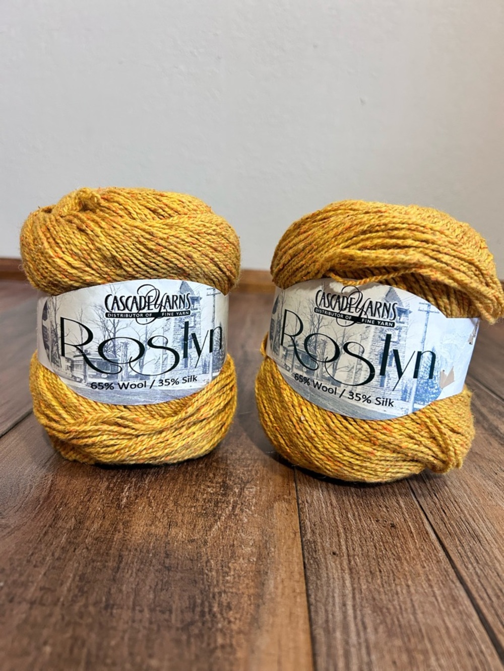 Cascade Yarns Roslyn Wool-Silk Blend Yarn in Gold Mustard Yellow
